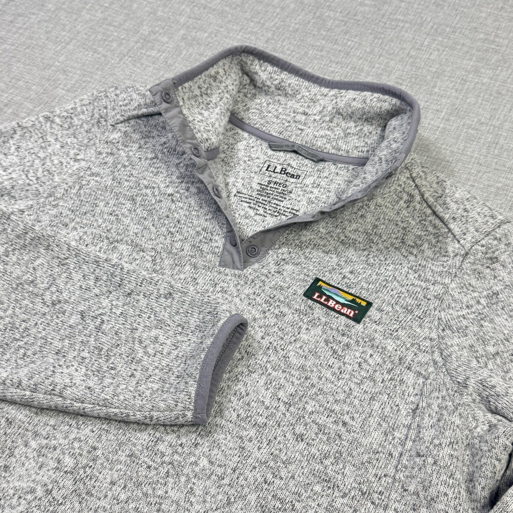 L.L. Bean T-Snap Fleece Pullover Sweater Womens Small Gray Mock Neck Polyester